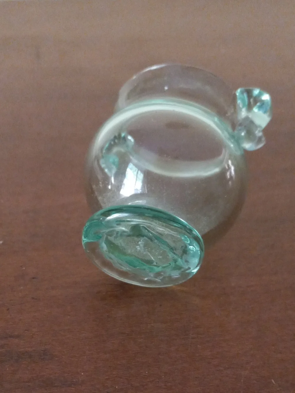 Small Two-Handled Glass Vase in Pale Aqua